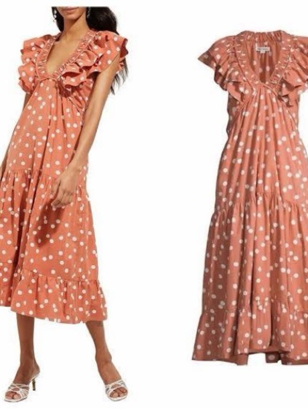 Roller Rabbit Polka Dot Ondine Tiered Ruffle Midi Dress